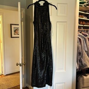 Women's Rachel Zoe Elkin Dress Sequined Midi Dress Black 6 MSRP $445